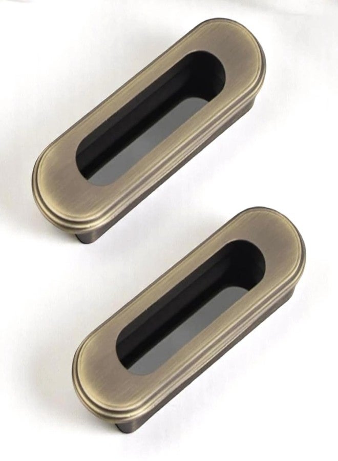 Atom 5 Inches Sliding Concealed Wardrobe Door Handle | Brass Antique Handle for Wardrobe, Cupboard, Drawer, Kitchen Cabinet, Almirah & Sliding Doors (Set of 2, CH-317) | Door Handles for Home - Image 1